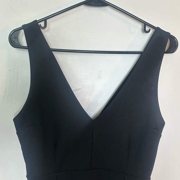 Abercrombie & Fitch Plunge V-Neck Midi Dress Sleeveless Side Slit Crepe Black, S - Picture 10 of 12